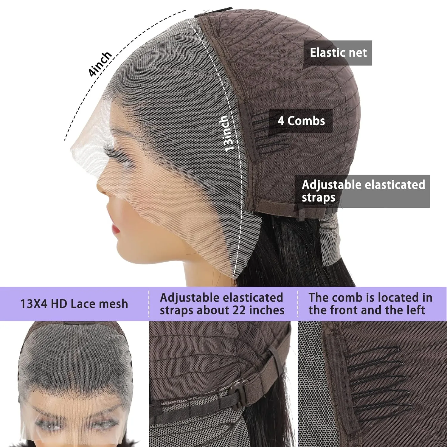 10 Inch Bob Wig Human Hair 13x4 HD Lace Front Wigs Human Hair Pre Plucked Short Bob Wig Lace Frontal Wigs for Black Women 180% Density Glueless Straight Human Hair Wig Natural Color