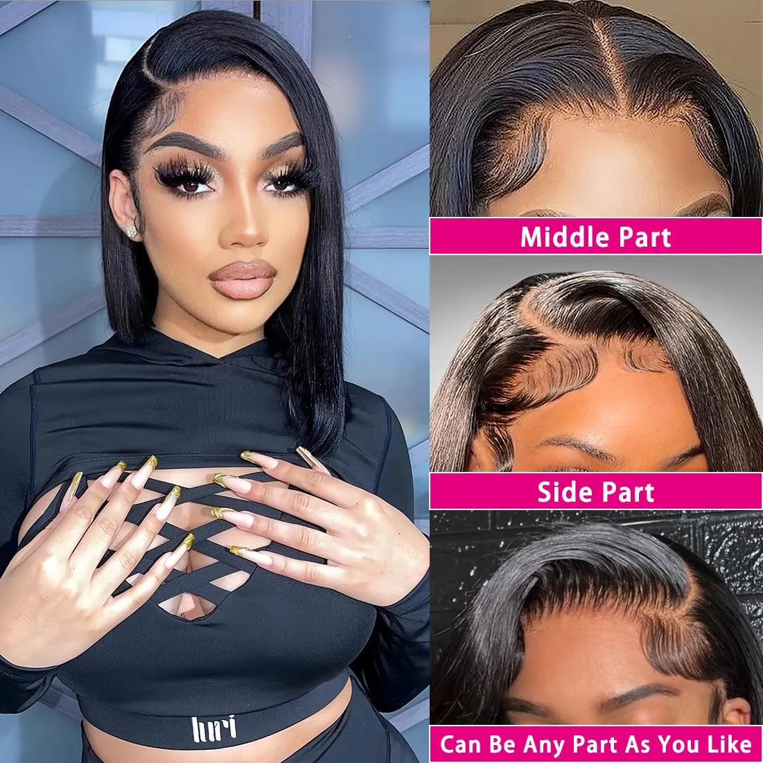 10 Inch Bob Wig Human Hair 13x4 HD Lace Front Wigs Human Hair Pre Plucked Short Bob Wig Lace Frontal Wigs for Black Women 180% Density Glueless Straight Human Hair Wig Natural Color