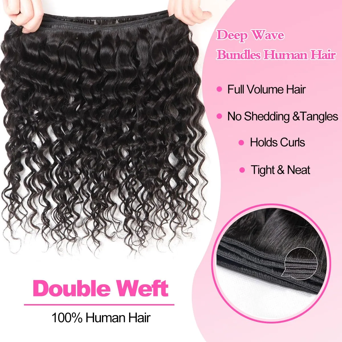 10A Deep Wave Bundles with Closure 16 18 20 14 Inch Wet and Wavy Brazilian Virgin Human Hair 3 Bundles with HD Lace Closure 100% Unprocessed Curly Human Hair Bundles with Lace Closure Natural Color