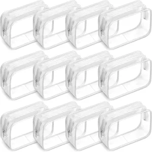 12 Pack PVC Toiletry Bags, TSA Approved, Zippered Clear Pouches for Traveling Women & Men, Quart Size