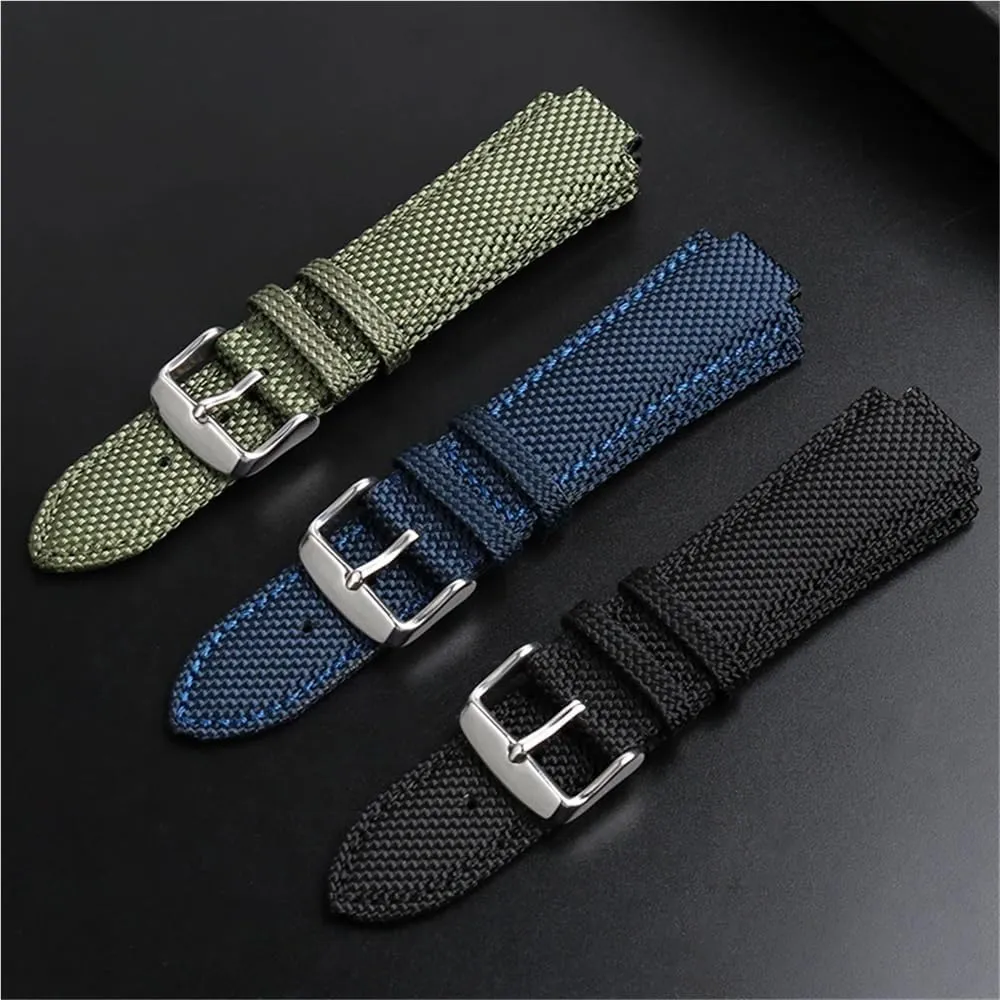 12mm Convex Mouth Nylon Watchband For Series Strap T137.407/410 Men Wristband Bracelet(Blue bk bk)