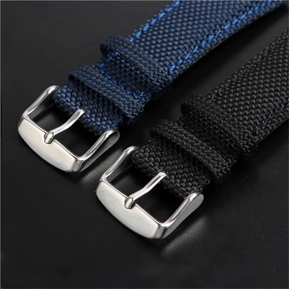 12mm Convex Mouth Nylon Watchband For Series Strap T137.407/410 Men Wristband Bracelet(Blue bk bk)