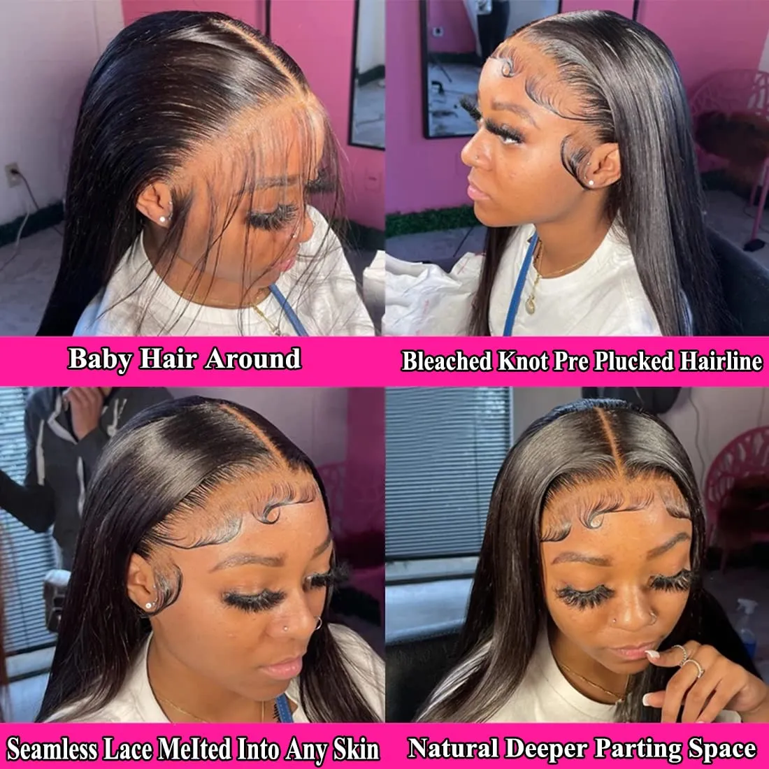 13x6 Straight Lace Front Wigs Human Hair 28 Inch HD Transparent Lace Frontal Wigs Pre Plucked with Baby Hair 200 Density100% Human Hair for Black Women Natural Color