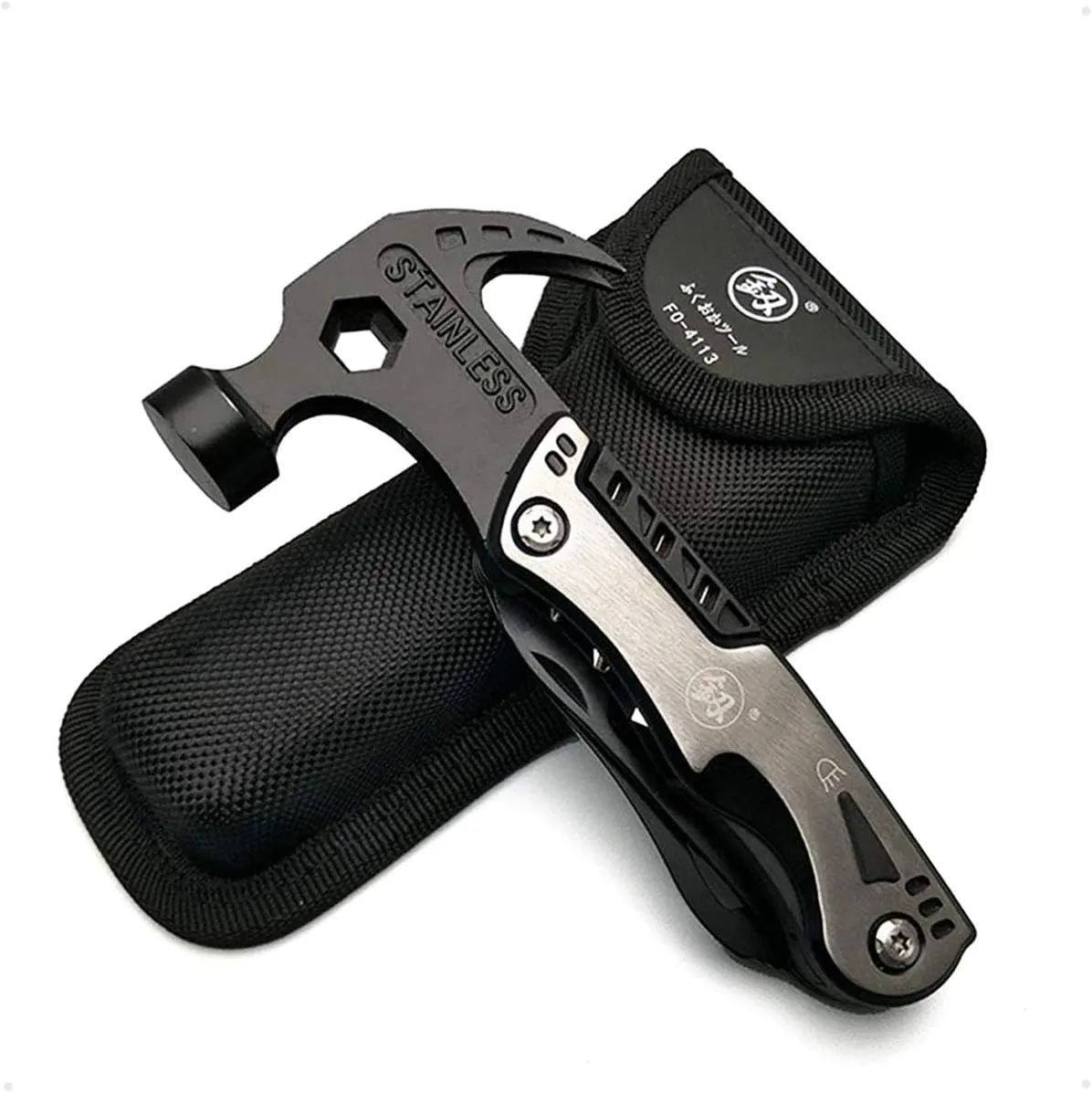 14 IN 1 Multifunctional Hammer Tool Multitool Claw Hammer Outdoor Folding Hammer for Car Emergency, Camping, Household