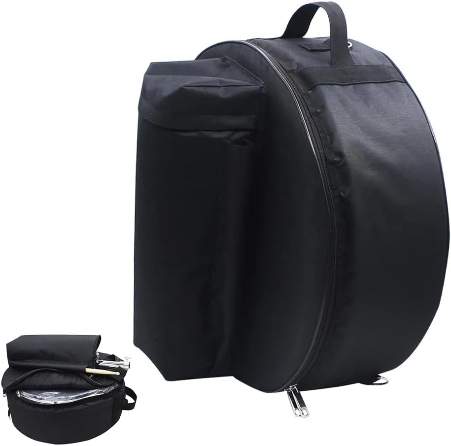 14 inch Snare Drum Bag,Waterproof Padded Snare Drum Cases with Backpack for Accessories,Adjustable Shoulder Straps Protable Travel Drum Case (Black, 17.5 x 17.5 x 6.7 inches （Fits 14-inch drums）)