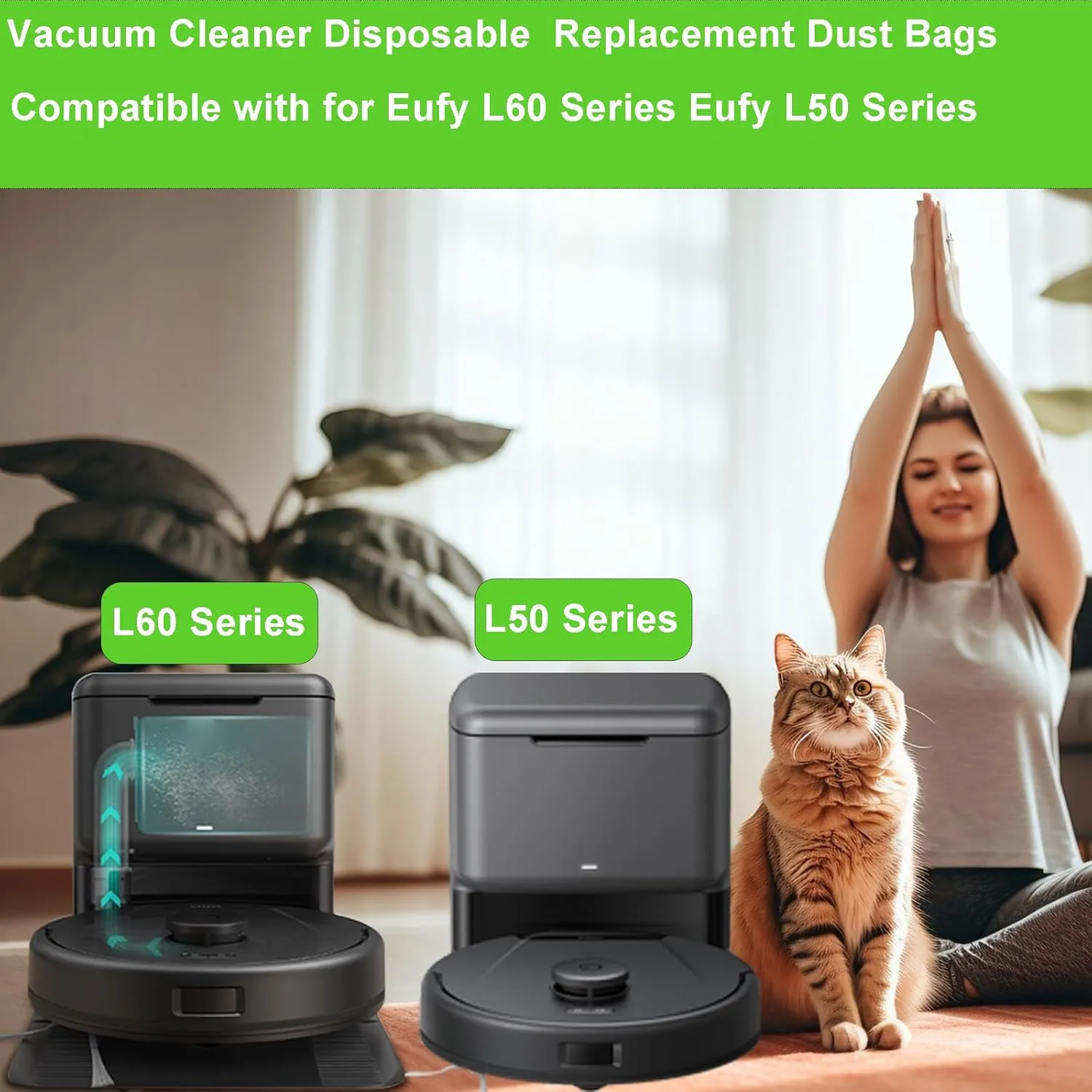 14 Pack Dust Bags Replacement for Eufy L60 / L60 Hybrid / L60 SES / L50 Series Robot Vacuums, Replacement Vacuum Bags for Eufy Cleaner Self-Empty Station Dirt Disposal Bags