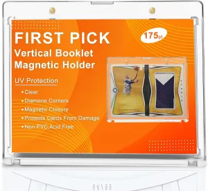 175pt Vertical Booklet Card Case - UV Protection Magnetic Case, Perfect Tactical and National Treasure Cards, 3 Card Packs