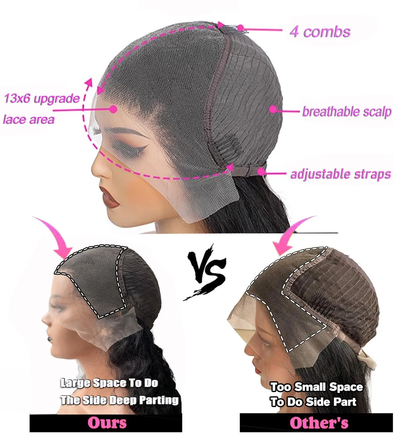 18 Inch Deep Wave Lace Front Wigs Human Hair 13x6 HD Lace Frontal Wigs Human Hair Pre Plucked Deep Curly Lace Front Wigs For Women Glueless Deep Wave Frontal Wig with Baby Hair Natural Black