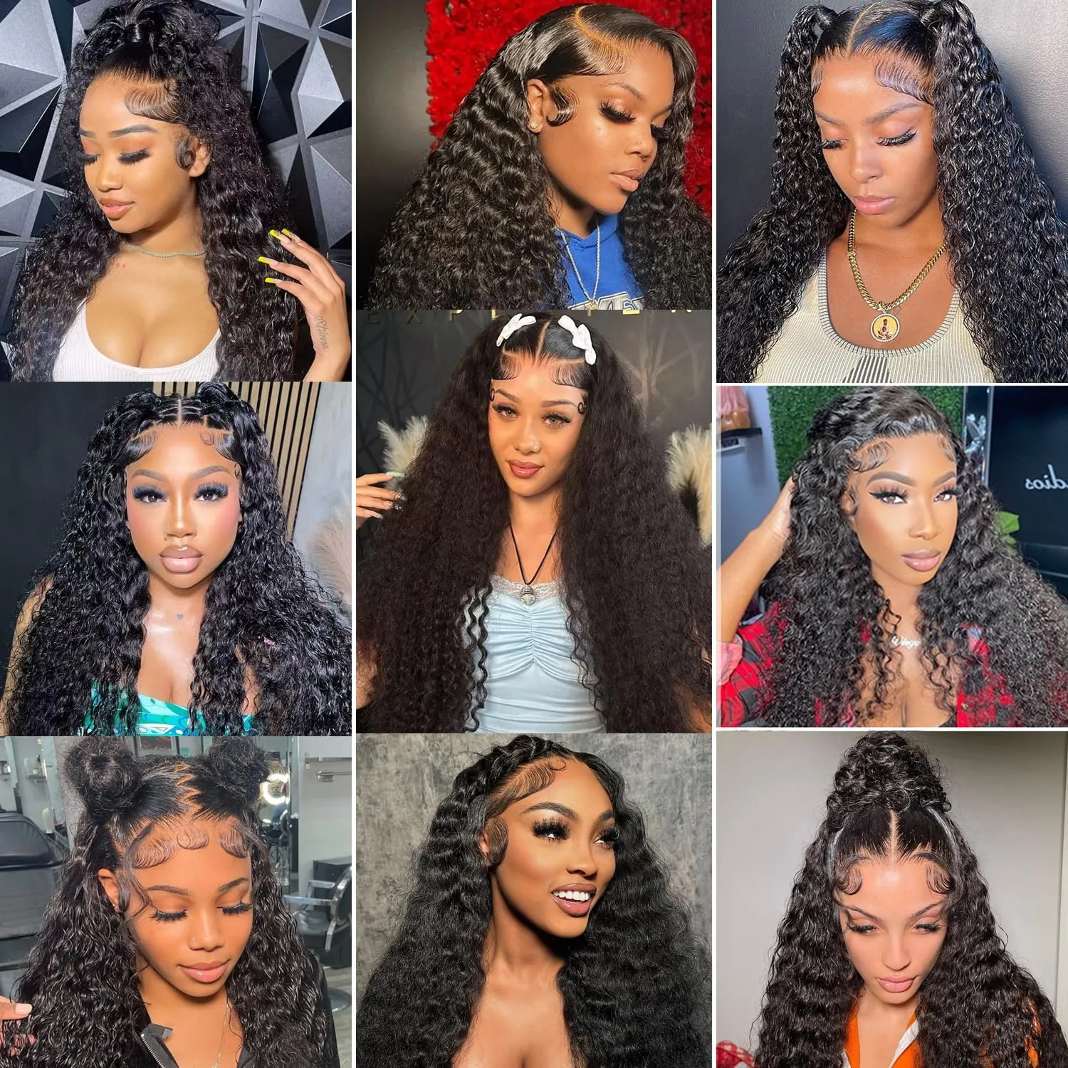 18 Inch Deep Wave Lace Front Wigs Human Hair 13x6 HD Lace Frontal Wigs Human Hair Pre Plucked Deep Curly Lace Front Wigs For Women Glueless Deep Wave Frontal Wig with Baby Hair Natural Black