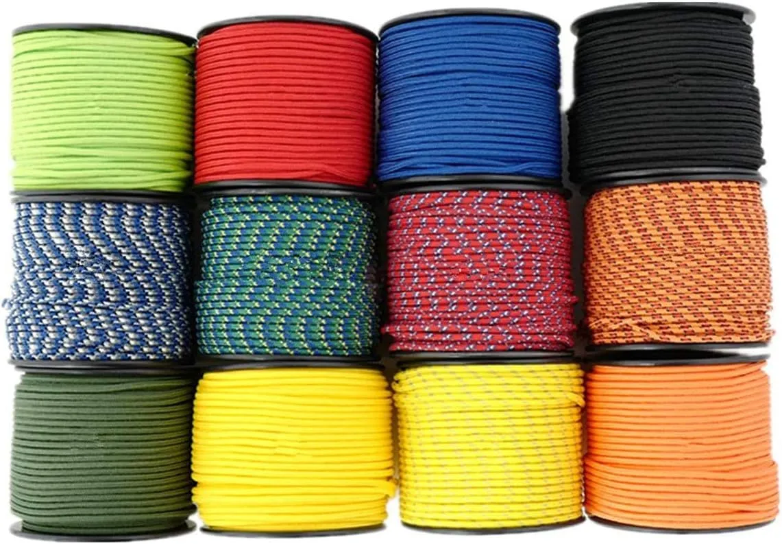 1/8in(3mm) 164ft Nylon Rope Solid Braided Cord 5 Stands Paracord Thin String for Crafts Multipurpose UV Resistant for Tent Garden Clothesline and Outdoor Tarp(Army Green)