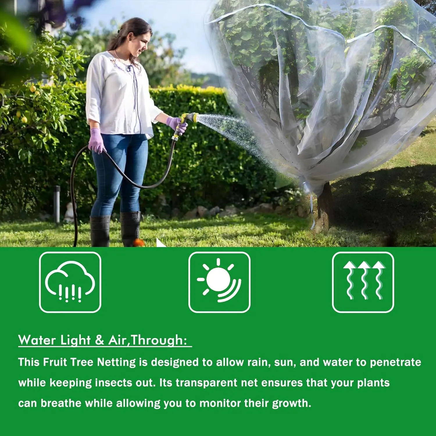 2 Pack 8.2x6.6Ft Large Fruit Tree Netting, Bird Netting for Garden with Zipper and Drawstring, Garden Netting Pest Barrier Plant Cover Protection Fruits Blueberry Citrus for Preventing Deer Squirrel
