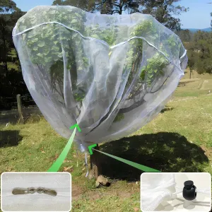 2 Pack 8.2x6.6Ft Large Fruit Tree Netting, Bird Netting for Garden with Zipper and Drawstring, Garden Netting Pest Barrier Plant Cover Protection Fruits Blueberry Citrus for Preventing Deer Squirrel