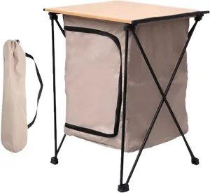 2 Tier Camping Cabinet, Storage Cabinet, Kitchen Table Organizer for Outdoor Activities, Backyard, Khaki