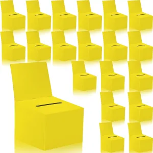 20 Pack Raffle Boxes Ballot Box Suggestion Box with Slot, 6.5 x 4.5 x 4.5 Inch Cardboard Raffle Boxes with Slot for Ticket and Removable Header for Collecting Business Card Voting Contest (Yellow)