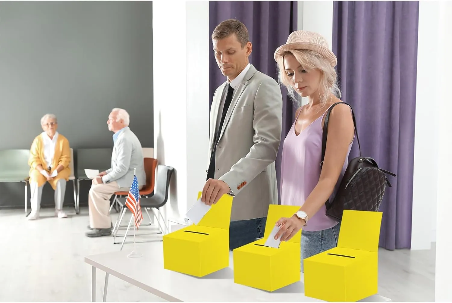 20 Pack Raffle Boxes Ballot Box Suggestion Box with Slot, 6.5 x 4.5 x 4.5 Inch Cardboard Raffle Boxes with Slot for Ticket and Removable Header for Collecting Business Card Voting Contest (Yellow)