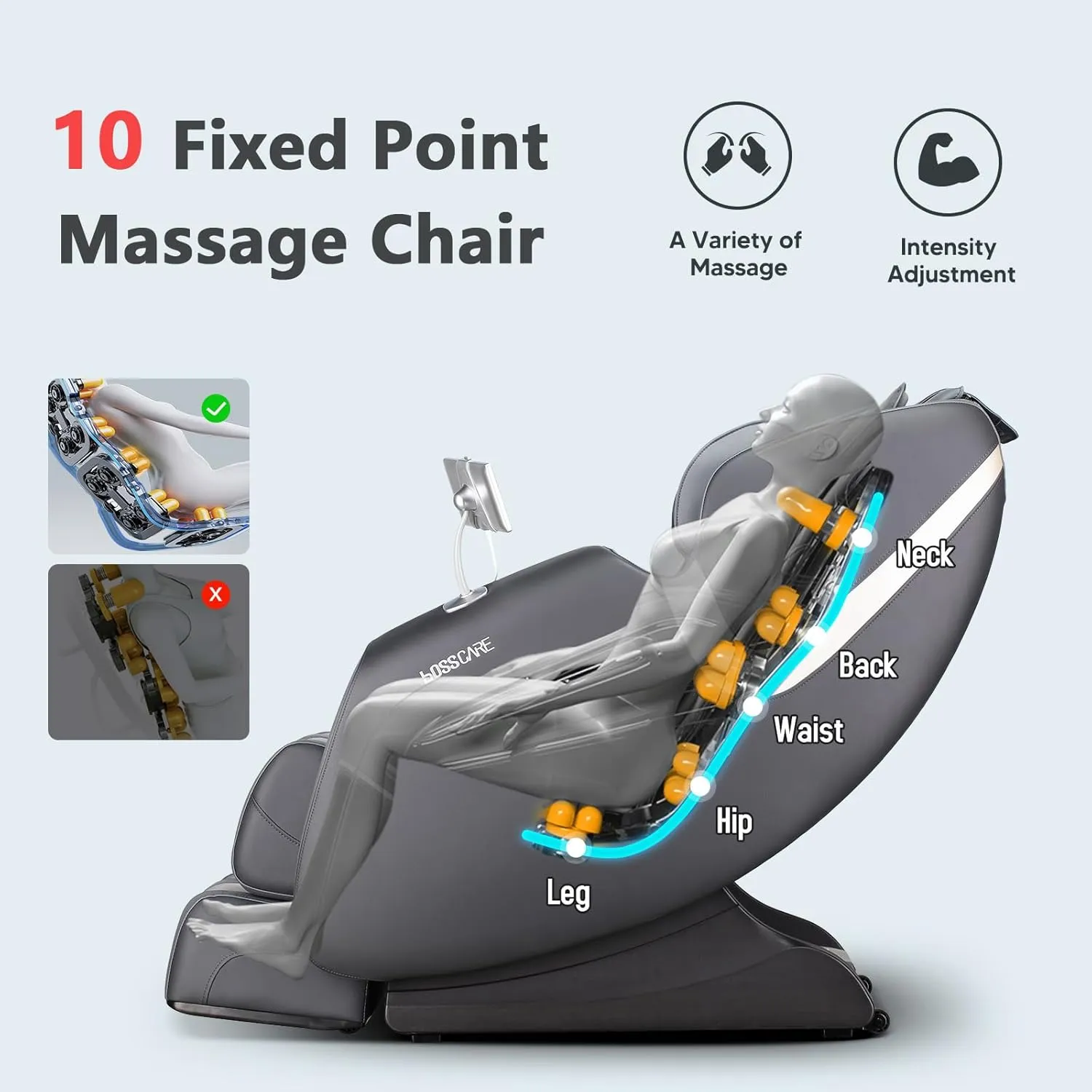 2024 Full Body Zero Gravity Massage Chair, APP Control Shiatsu Massaging Recliner with Foot Roller, Back Heated, Bluetooth Speaker, Touch Screen for Family & Friends