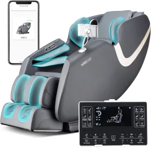 2024 Full Body Zero Gravity Massage Chair, APP Control Shiatsu Massaging Recliner with Foot Roller, Back Heated, Bluetooth Speaker, Touch Screen for Family & Friends