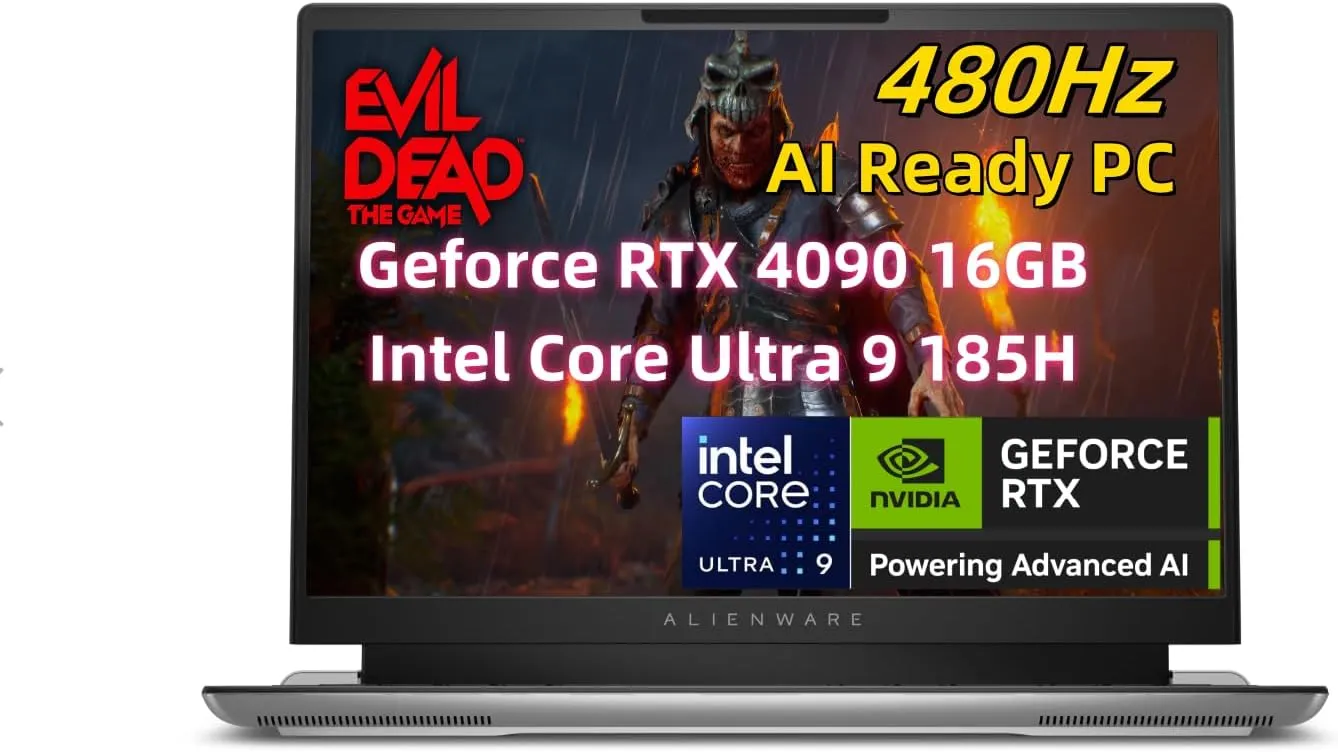 2024 NewDell Alien.Ware X16 R2 Gaming Laptop 16" FHD  480Hz 3ms, Intel Core Ultra 9 185H AI PC 32GB RAM 4TB SSD, Geforce RTX 4090 16GB GDDR6, Thunderbolt Wifi7 Backlit KYB Windows 11-Lunar Silver