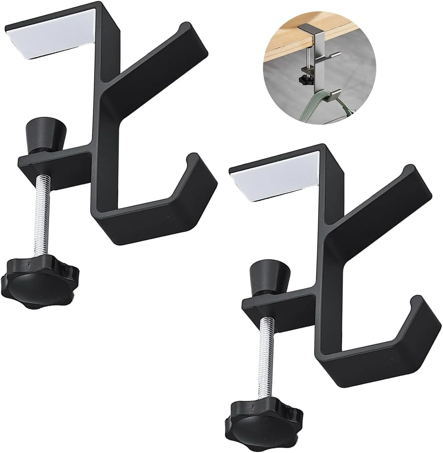 2025 2Pcs Black Purse Hook for Table - Easy to Carry, Flexible Installation, Ideal for Hanging Purses, Hangers, Sponge Holders, and Hooks with Clips