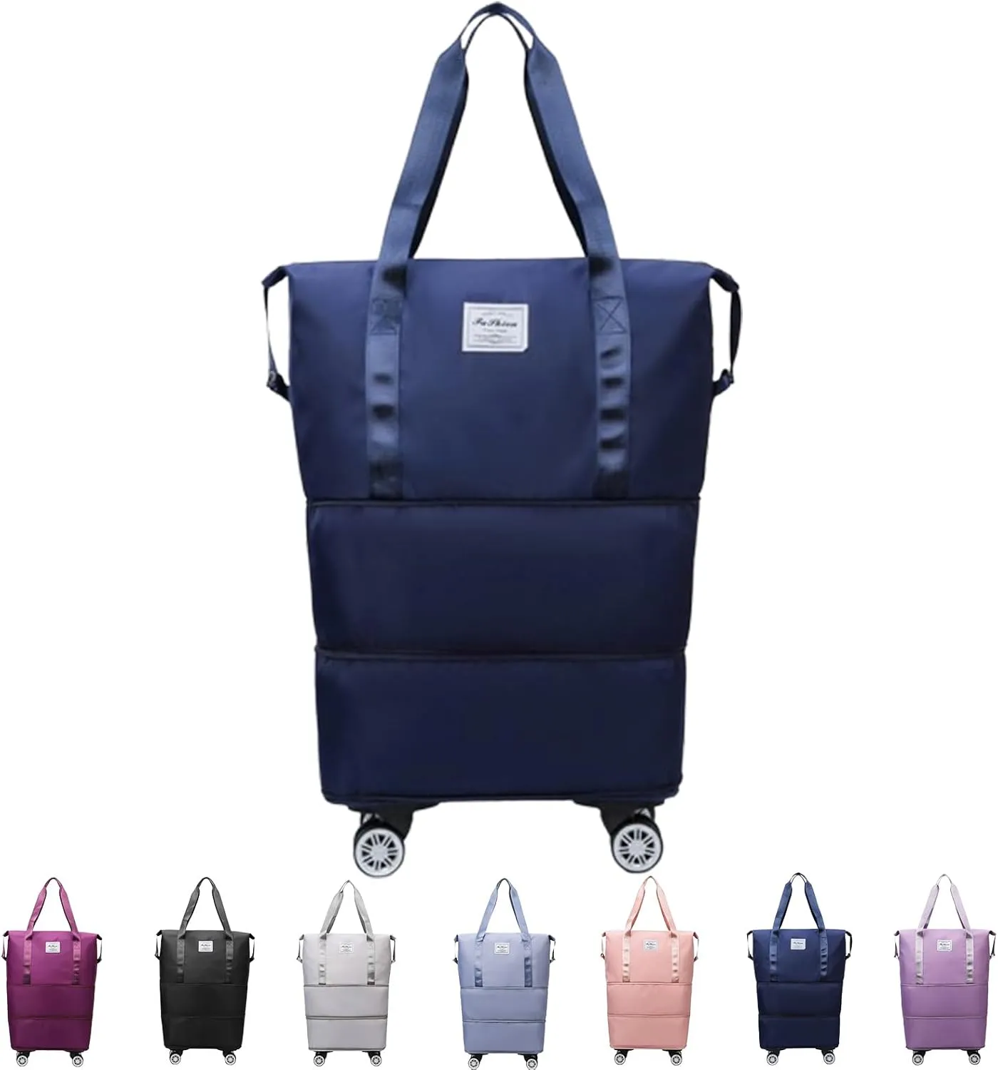 2025 new large capacity travel bag - universal wheel removable, Expandable Foldable Duffle Bag,Large Capacity Wide-Open, Dry and Wet Separation (dark blue)