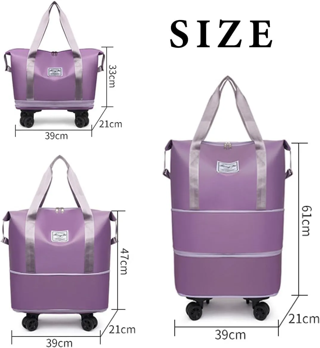 2025 new large capacity travel bag - universal wheel removable, Expandable Foldable Duffle Bag,Large Capacity Wide-Open, Dry and Wet Separation (dark blue)