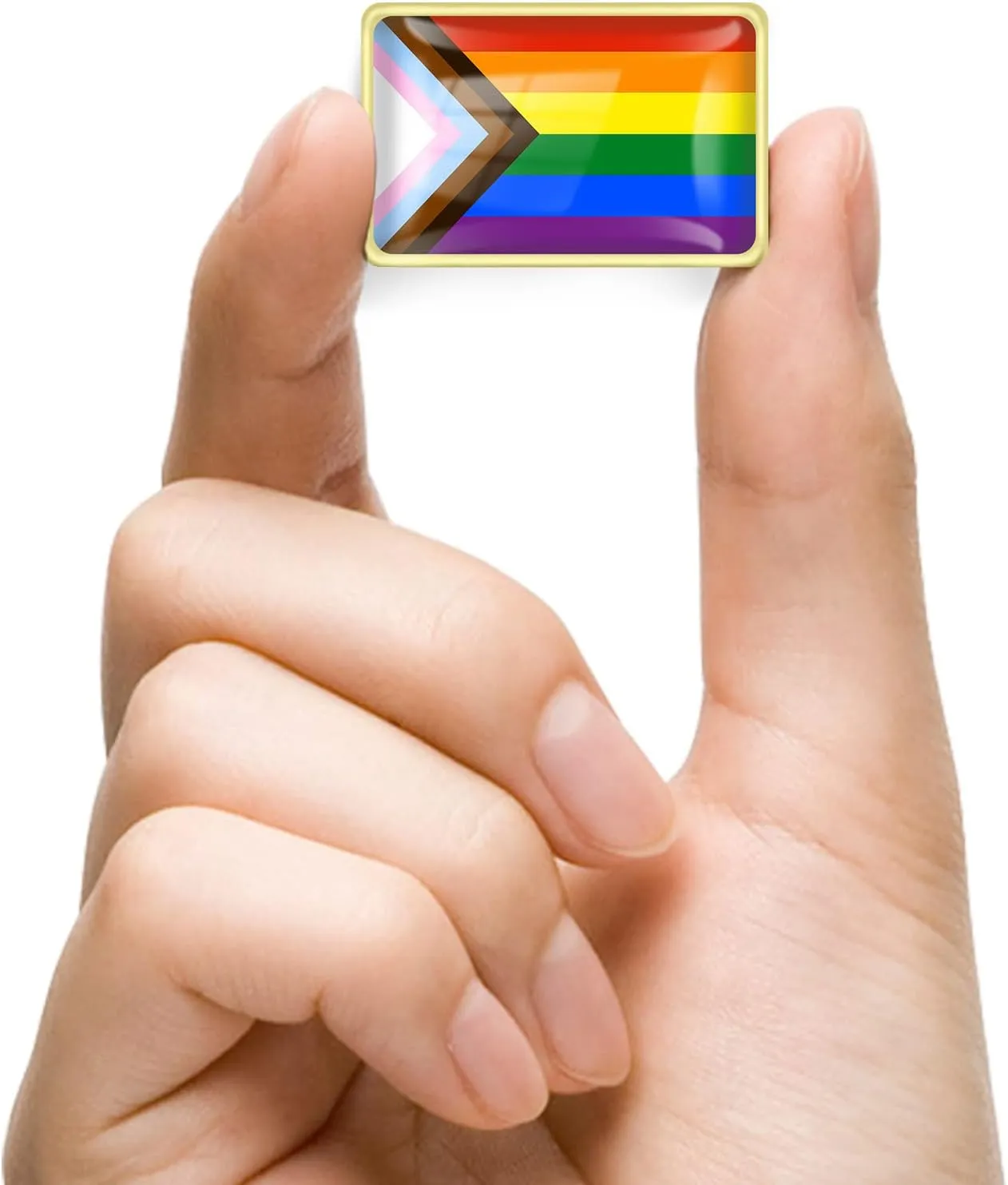 20/50/100/200Pcs Progress Pride Lapel Pins Bulk- LGBT Transgender Rainbow Lesbian Bisexual Gay Progressive Pin Brooch Badge for Men Women Clothes Bags Hats