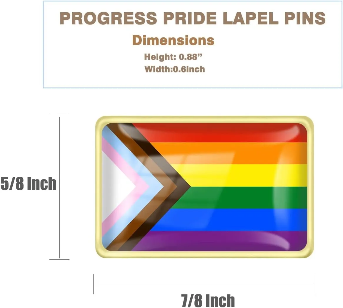 20/50/100/200Pcs Progress Pride Lapel Pins Bulk- LGBT Transgender Rainbow Lesbian Bisexual Gay Progressive Pin Brooch Badge for Men Women Clothes Bags Hats