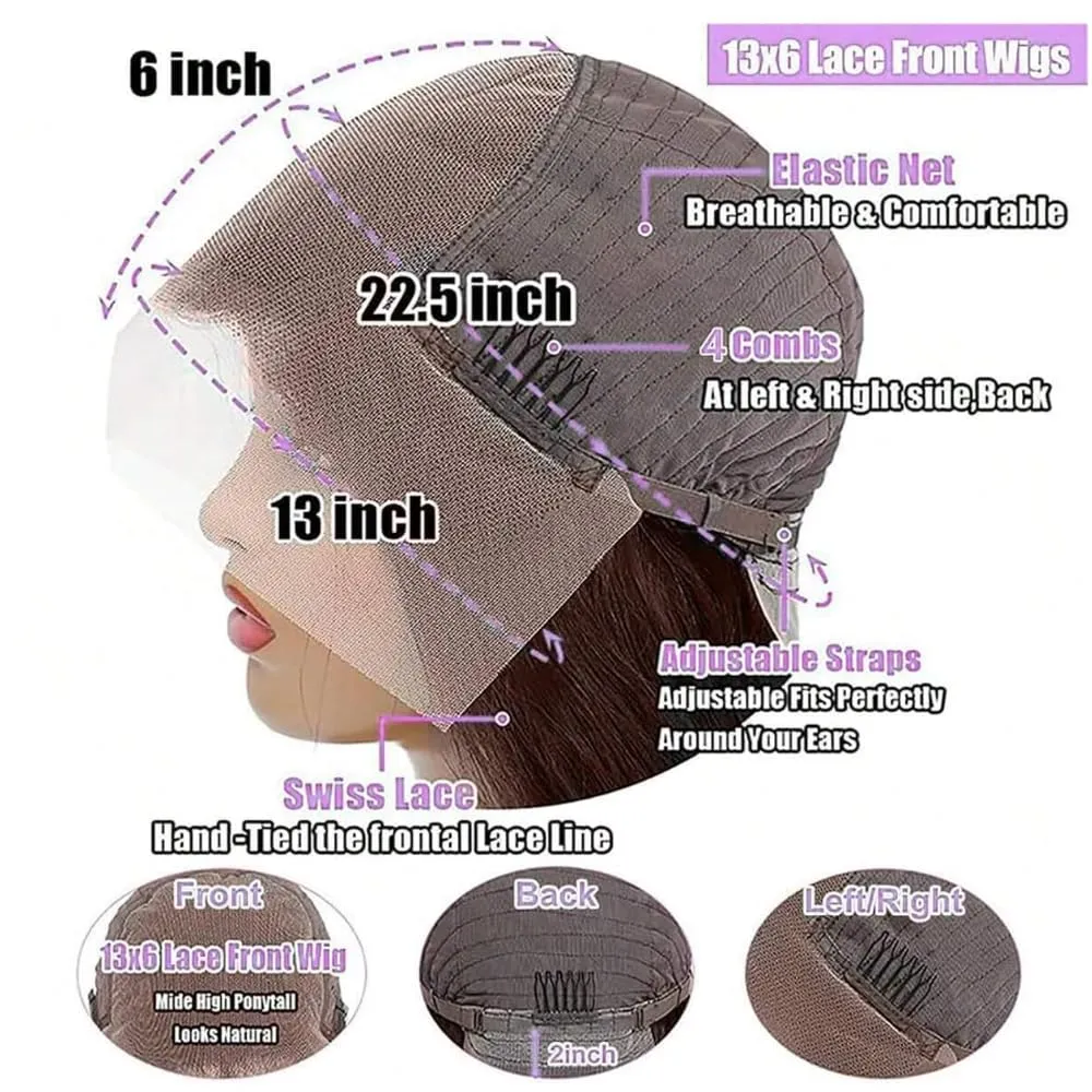 22 Inch Reddish Brown Lace Front Wigs Human Hair 13x6 Body Wave Lace Front Wig 180% Density 33# Lace Frontal Wigs Human Hair Pre Plucked with Baby Hair for Women Auburn Brown Human Hair