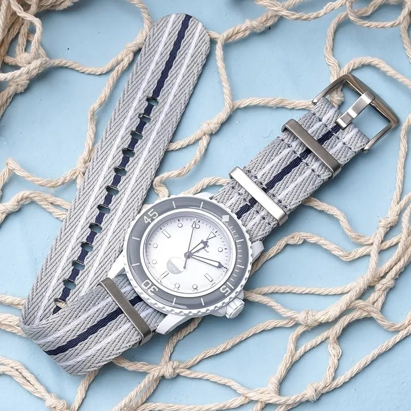22mm Canvas Nylon Straps For Blancpain X Swatch, Replacement Nylon Watch Band For Watches Blancpain X Watch Band - Multiple Colors