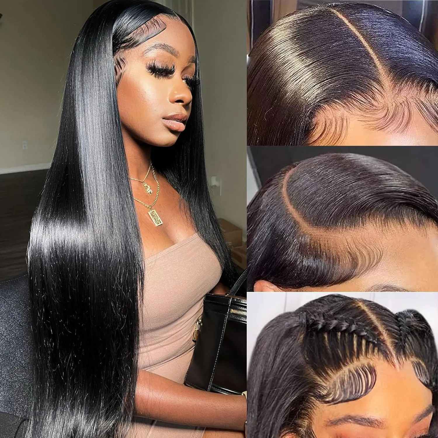 28 Inch Straight Lace Front Wigs Human Hair 180% Density 13x6 HD Transparent Glueless Wigs Human Hair Pre Plucked Lace Frontal Wigs Human Hair Wigs For Women
