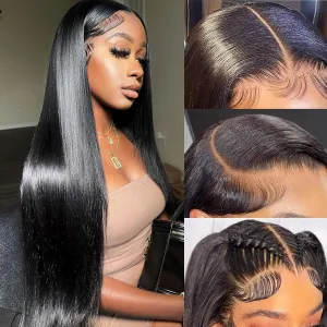 28 Inch Straight Lace Front Wigs Human Hair 180% Density 13x6 HD Transparent Glueless Wigs Human Hair Pre Plucked Lace Frontal Wigs Human Hair Wigs For Women