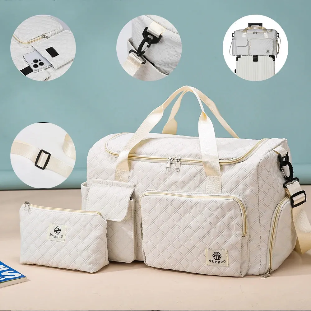 2Pieces Large-Capacity Women's Maternity Storage Bag Suitcase Additional Bag Boarding Bag Sports Fitness Bag Can Be Worn on One Shoulder and Cross-Body and Water-Repellent
