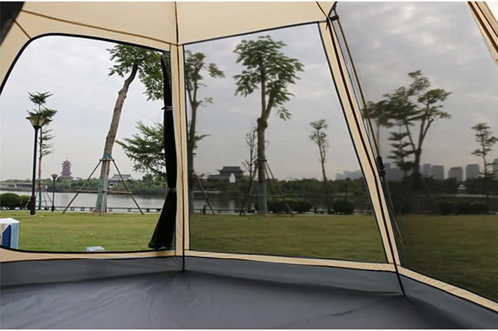 3-4 Person Automatic Tent with Porch Camping Pop Up Tent with 2 Door and 2 Windows Double Layer Instant Family Tent for Camping Outdoor Hiking, Easy Set Up (Red 3) (Green 5)