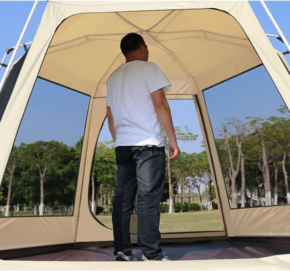 3-4 Person Automatic Tent with Porch Camping Pop Up Tent with 2 Door and 2 Windows Double Layer Instant Family Tent for Camping Outdoor Hiking, Easy Set Up (Red 3) (Green 5)