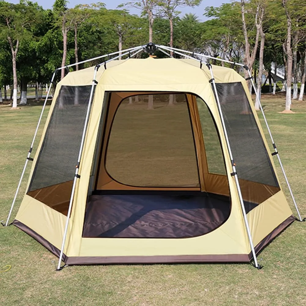 3-4 Person Automatic Tent with Porch Camping Pop Up Tent with 2 Door and 2 Windows Double Layer Instant Family Tent for Camping Outdoor Hiking, Easy Set Up (Red 3) (Green 5)