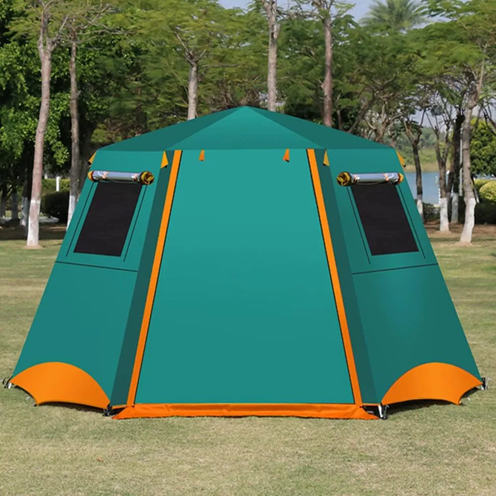 3-4 Person Automatic Tent with Porch Camping Pop Up Tent with 2 Door and 2 Windows Double Layer Instant Family Tent for Camping Outdoor Hiking, Easy Set Up (Red 3) (Green 5)