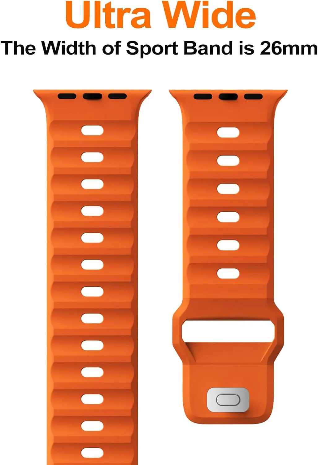 3 Pack Sport Band Compatible with Apple Watch Ultra Band 49mm Men Women, Adjustable Waterproof Silicone Strap for iWatch Series for iWatch Series Ultra2/Ultra1 SE/9/8/7/6/5/4/3/2/1, Orange/White/Black
