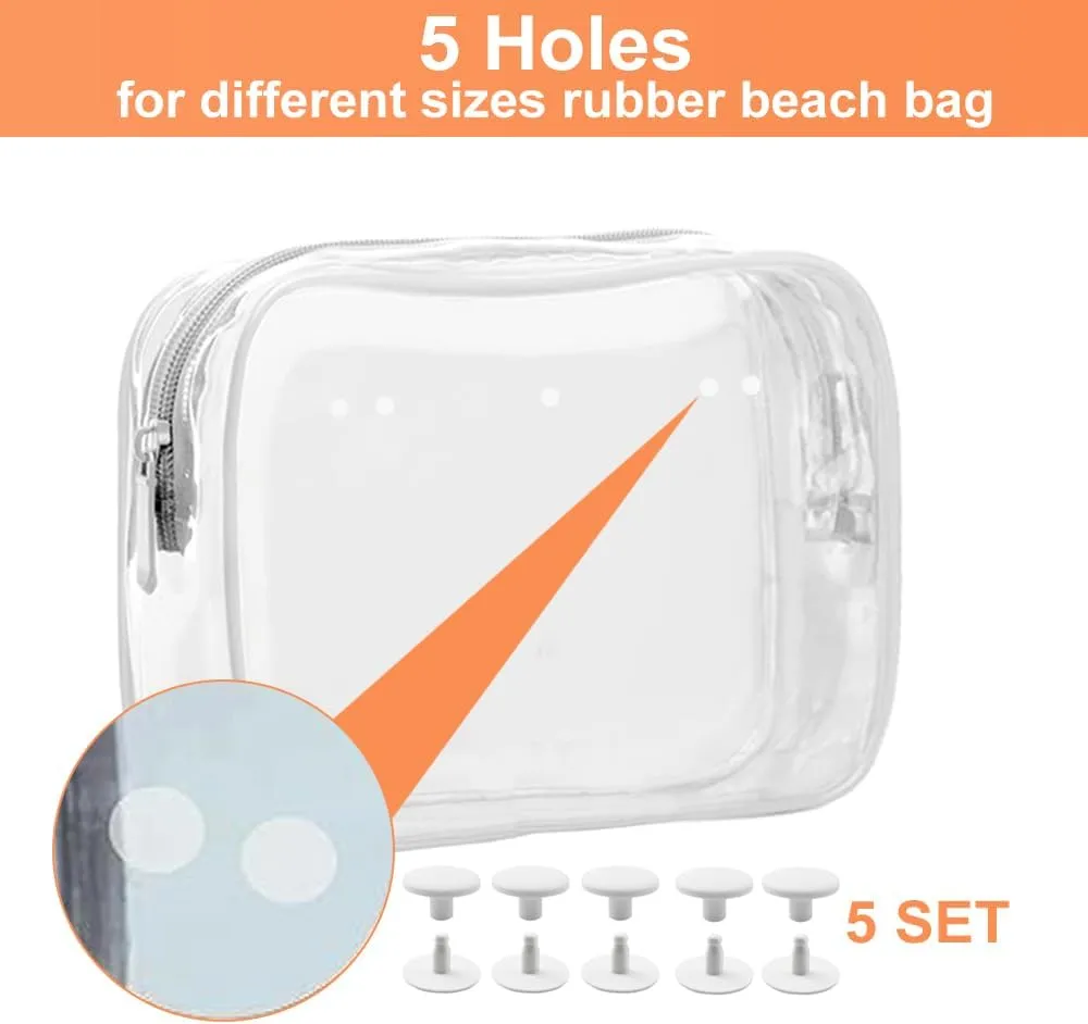 3 Pcs Clear Bogg Beach Tote Bag with 4 Pcs Insert Hooks Accessories for Bogg Bags Travel Makeup Clean Toiletry Brush Organizer Cosmetic Divider Storage Inner Pouch (White set of 3)