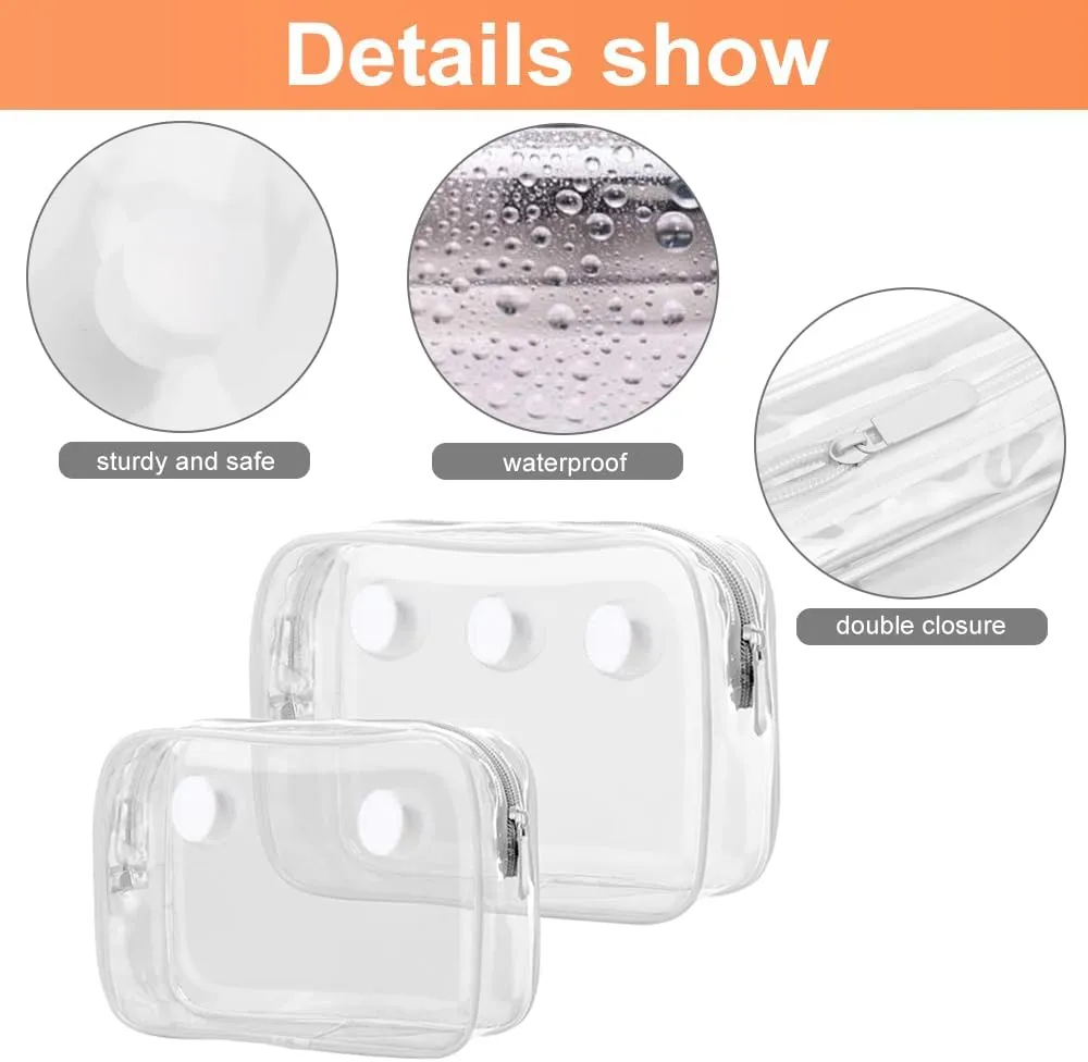 3 Pcs Clear Bogg Beach Tote Bag with 4 Pcs Insert Hooks Accessories for Bogg Bags Travel Makeup Clean Toiletry Brush Organizer Cosmetic Divider Storage Inner Pouch (White set of 3)