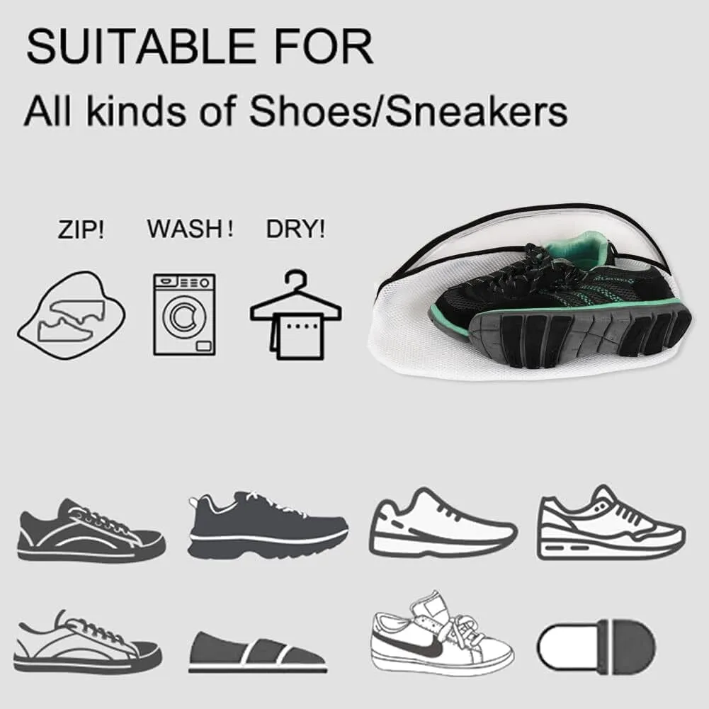 3-Piece Set: Mesh Shoe Laundry Bags with Zip Closure