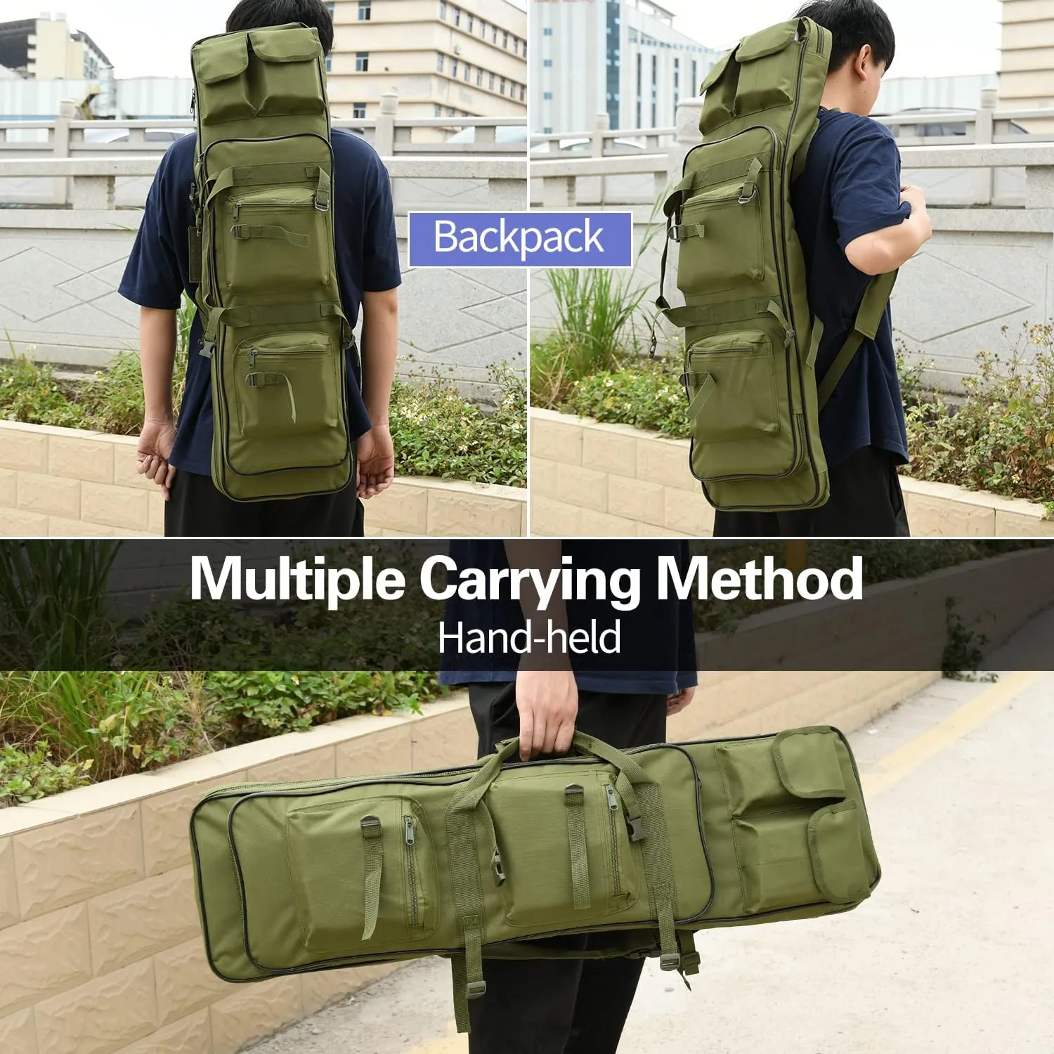 32"/37"/46" Rifle Bag, Black/Khaki/Green Tactical Long Rifle Backpack, Portable Shotgun Case for Firearm Storage and Transportation, Suitable for Outdoor Hunting Shooting