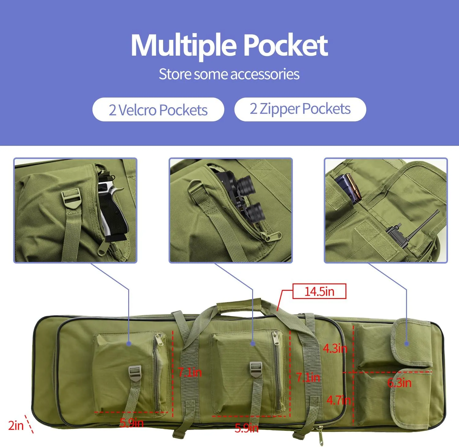 32"/37"/46" Rifle Bag, Black/Khaki/Green Tactical Long Rifle Backpack, Portable Shotgun Case for Firearm Storage and Transportation, Suitable for Outdoor Hunting Shooting