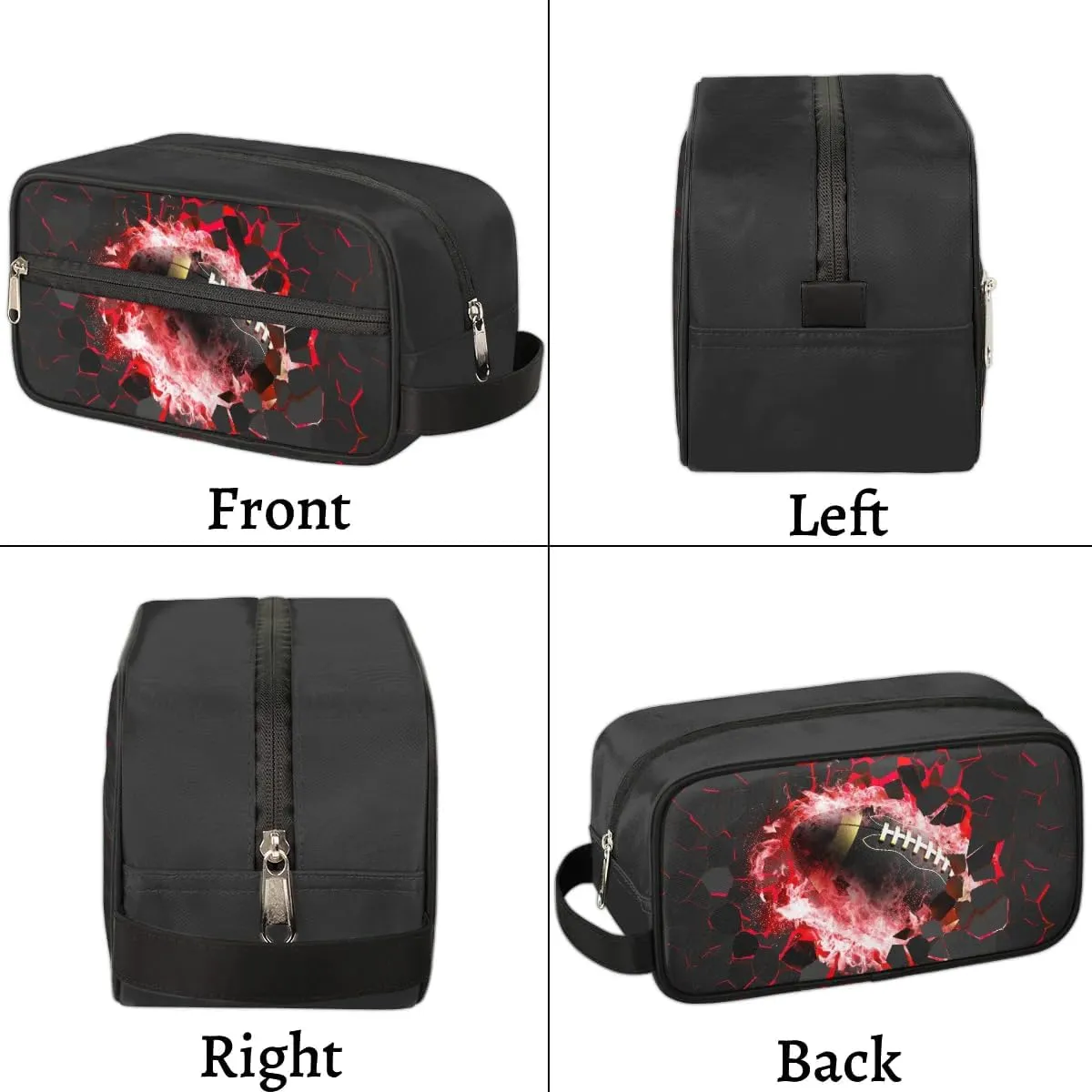 3D Rugby Hanging Kids Dopp Kit Boys Toiletry Travel Bag Waterproof Kids Shower Bag Hanging Wash Bag Cosmetic Bag for Travel Essential