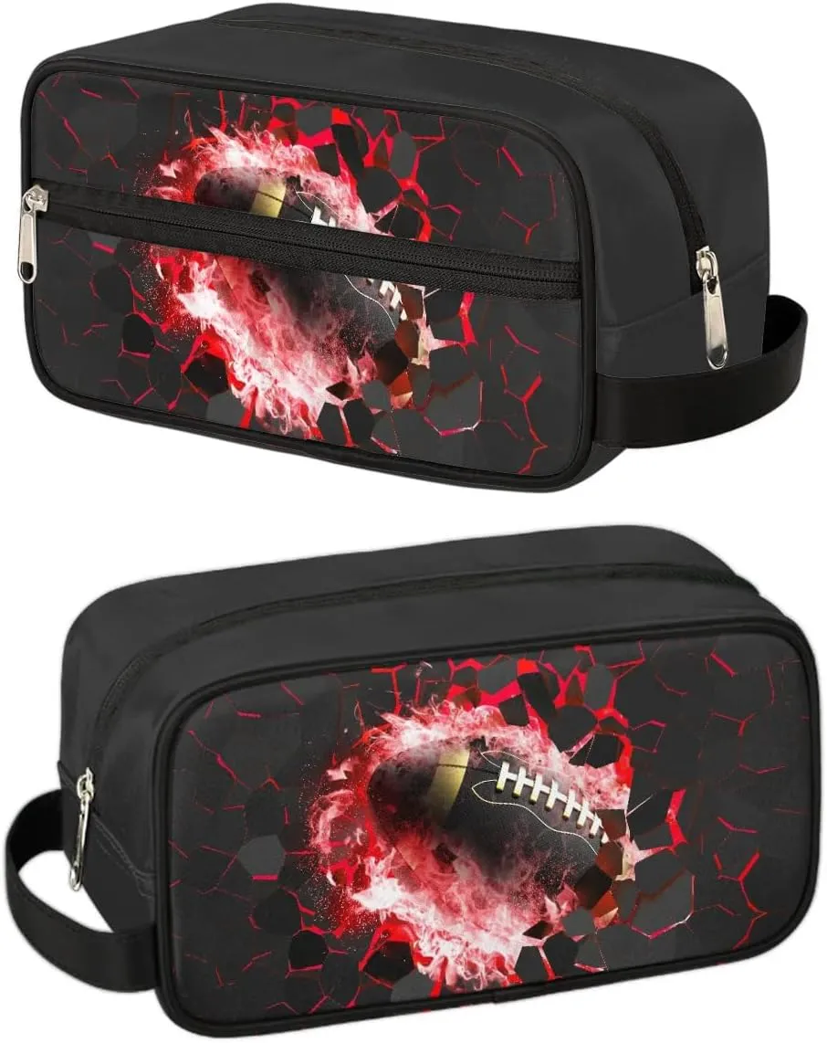 3D Rugby Hanging Kids Dopp Kit Boys Toiletry Travel Bag Waterproof Kids Shower Bag Hanging Wash Bag Cosmetic Bag for Travel Essential