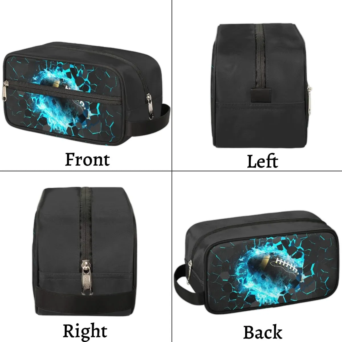 3D Rugby Kids Travel Toiletry Bag for Boys Shaving Dopp Kit Shower Wash Bag Waterproof Hanging Cosmetic Bag for Sport Camping Essential