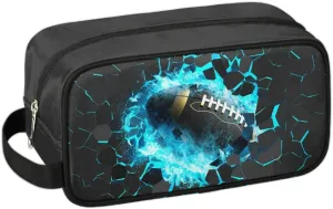 3D Rugby Kids Travel Toiletry Bag for Boys Shaving Dopp Kit Shower Wash Bag Waterproof Hanging Cosmetic Bag for Sport Camping Essential