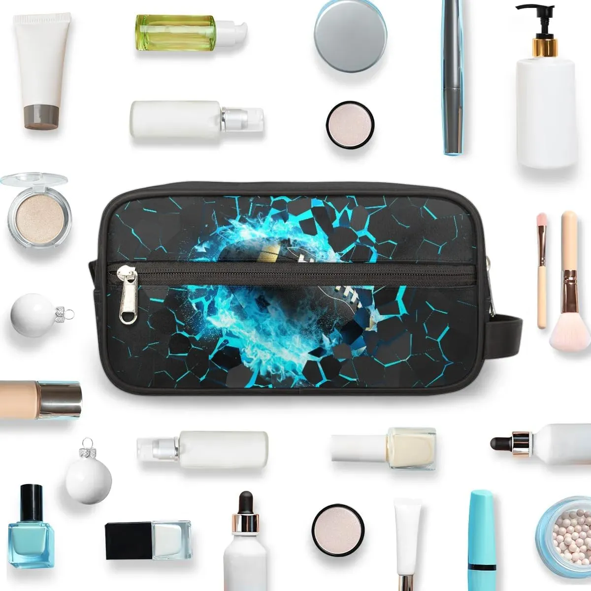 3D Rugby Kids Travel Toiletry Bag for Boys Shaving Dopp Kit Shower Wash Bag Waterproof Hanging Cosmetic Bag for Sport Camping Essential