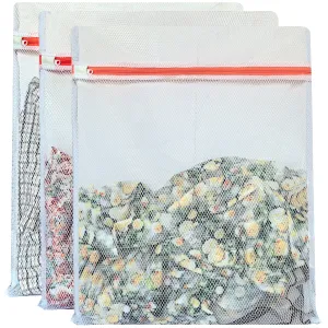 3PCS Durable Honeycomb Mesh Laundry Bags for Washing Machine, Lingerie Bags for Washing Delicates, Travel Storage Organize Bag for Cotton Clothes,Sheet, Shoes- 16"X20"/3 Pack
