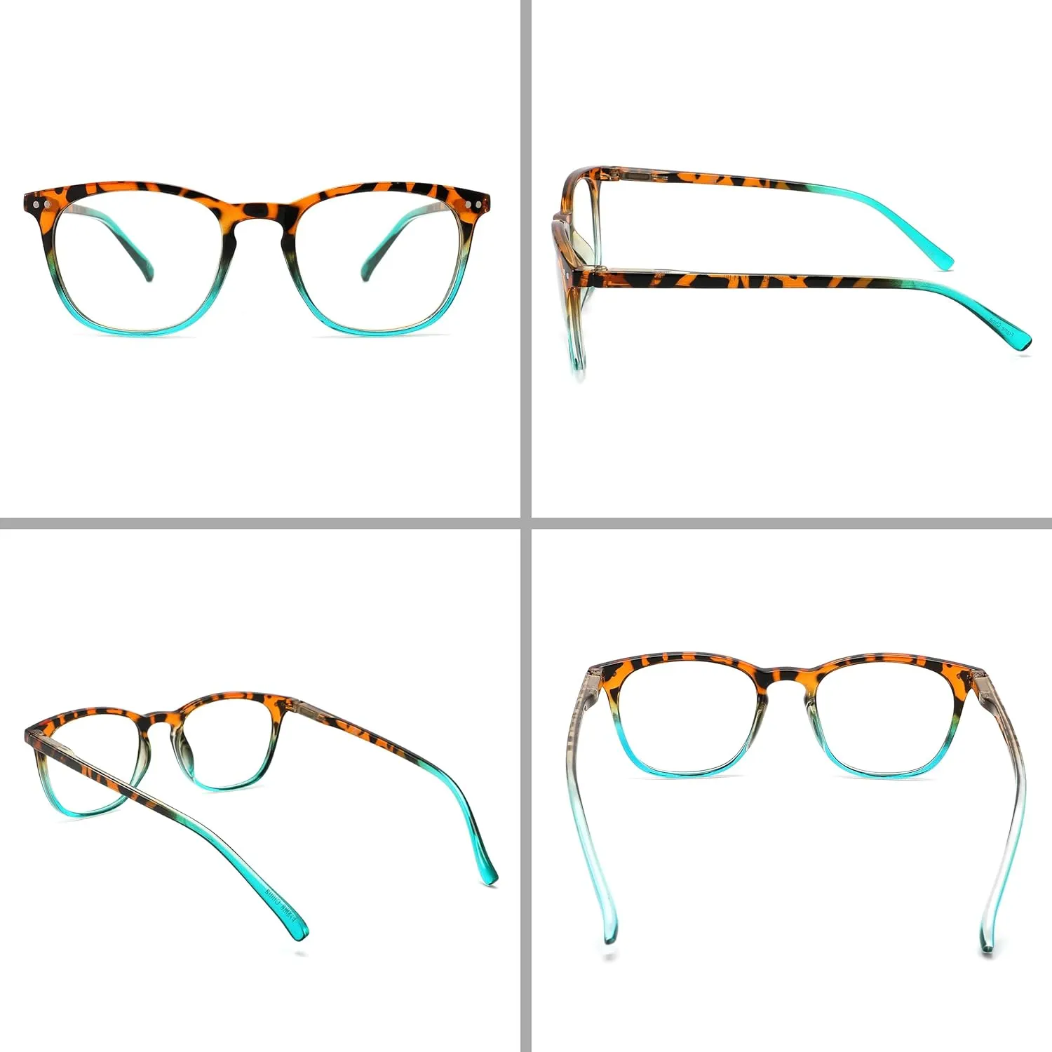 4 Pack Reading Glasses for Women Men Square Blue Light Blocking Computer Reader with Spring Hinge Anti Eyestrain  1.50