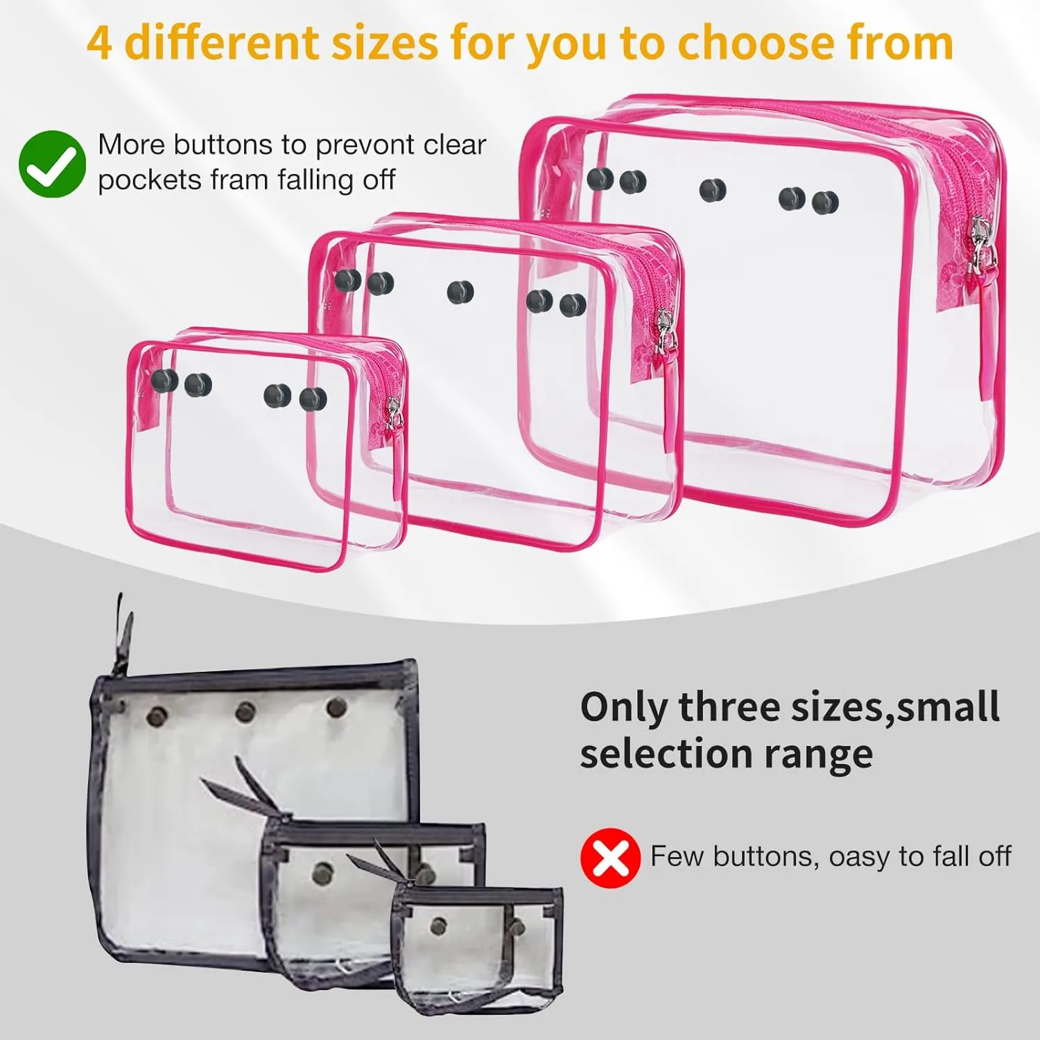 4 Packs Clear Bogg Beach Tote Bag Accessories suitable for Bogg Bag Insert Bag Travel Cellphone Makeup Clean Toiletry Brush Organizer Cosmetic Divider Storage Inner Pouch -Black